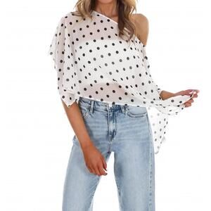NEW LE LIS better me for you polka dot poncho top in white